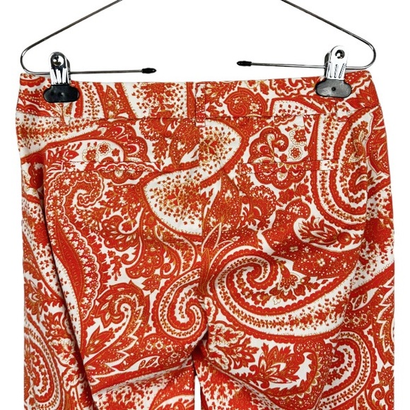 J. Crew Fit Orange Paisley Cropped Stretch Pants Size 2 - Picture 7 of 11